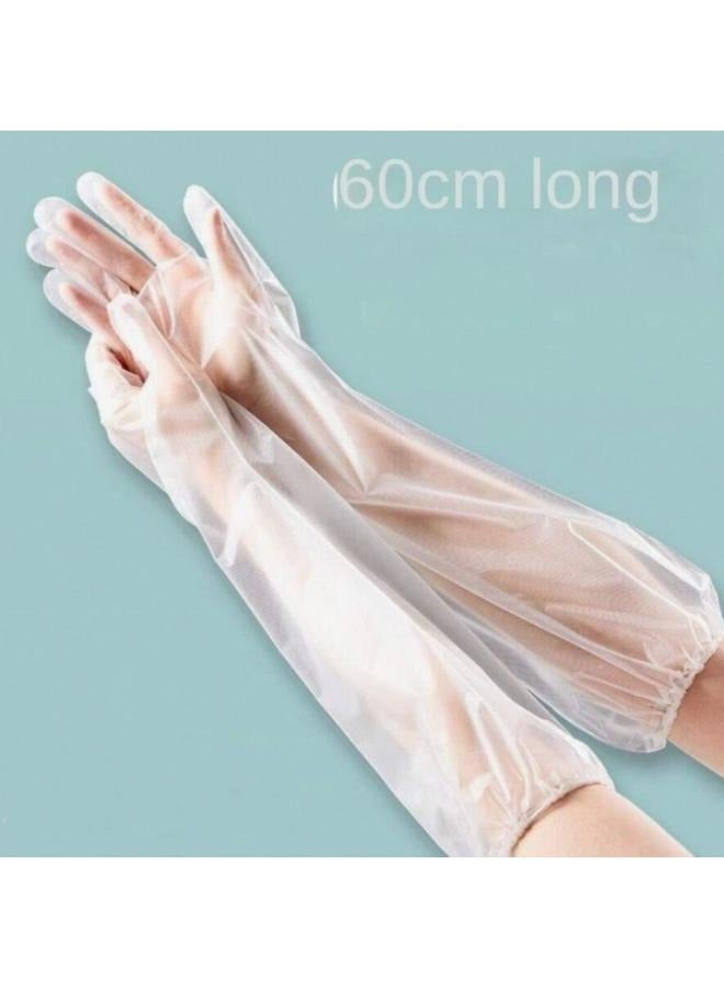 10 Pieces Disposable Extended Thickened Arm Gloves Household Dishwashing TPE Gloves Food-grade 60cm Waterproof Antifreeze - Image 1