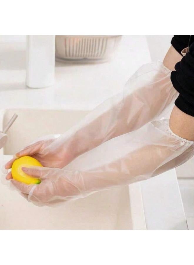 10 Pieces Disposable Extended Thickened Arm Gloves Household Dishwashing TPE Gloves Food-grade 60cm Waterproof Antifreeze - Image 5