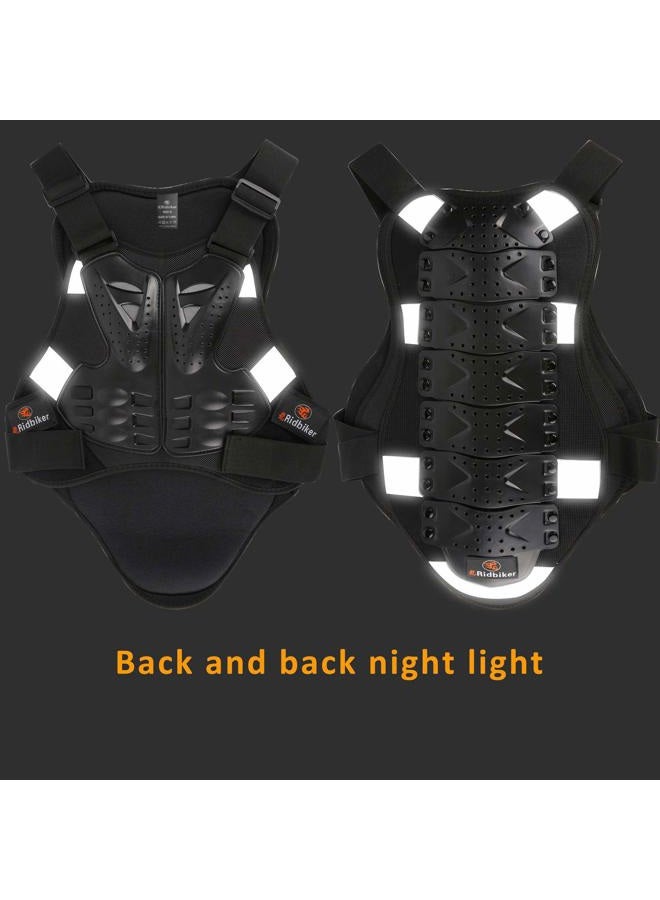 Ridbiker Motorcycle Armor Vest Chest Back Spine Protector Touring Motocross Off-Road Racing Cycling Body Guard,Black,S/M/L/XL XL:length(24.4in)/Waist(41.3~53.1inch) Black Reflective vest-XL - Image 4