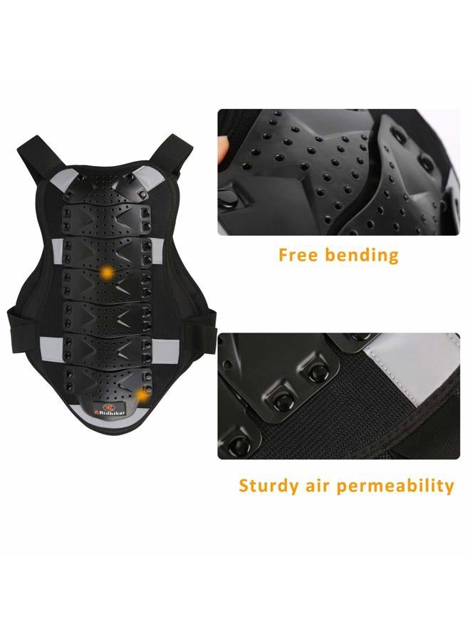 Ridbiker Motorcycle Armor Vest Chest Back Spine Protector Touring Motocross Off-Road Racing Cycling Body Guard,Black,S/M/L/XL XL:length(24.4in)/Waist(41.3~53.1inch) Black Reflective vest-XL - Image 3