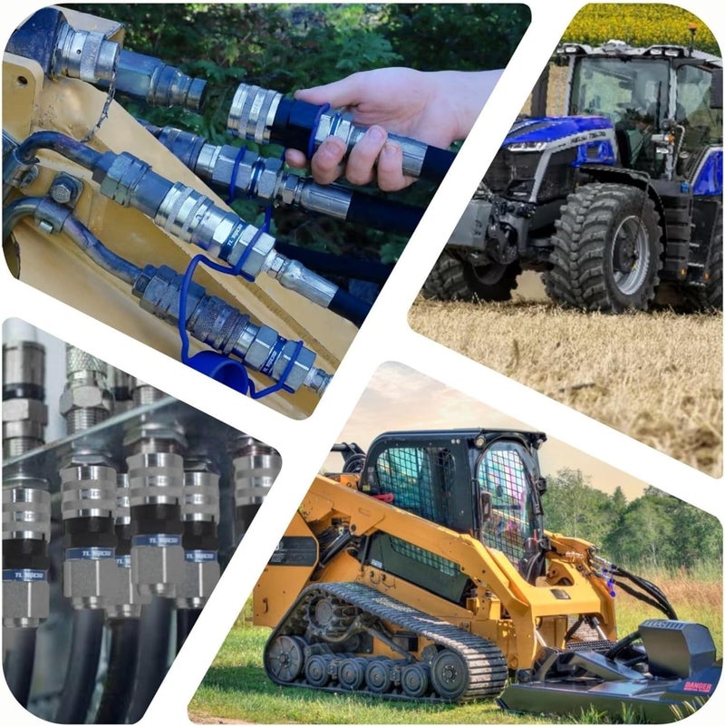 T TOPLINE 1/2" Body with 90 deg. Elbow 3/8" NPT Thread | Flat Face Hydraulic Quick Connect Coupler | Skid Steer Bobcat Attachment | ISO 16028 Heavy-Duty Coupling Sets with Dust Caps | Model TL171 - Image 4