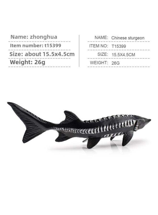 Simulation Whale Shark Tiger Shark Marine Biological Model Deep Sea Prehistoric Ancient Deng's Fish Trilobite Animal Model-Color:T15399 Chinese Sturgeon 26g  - Image 1