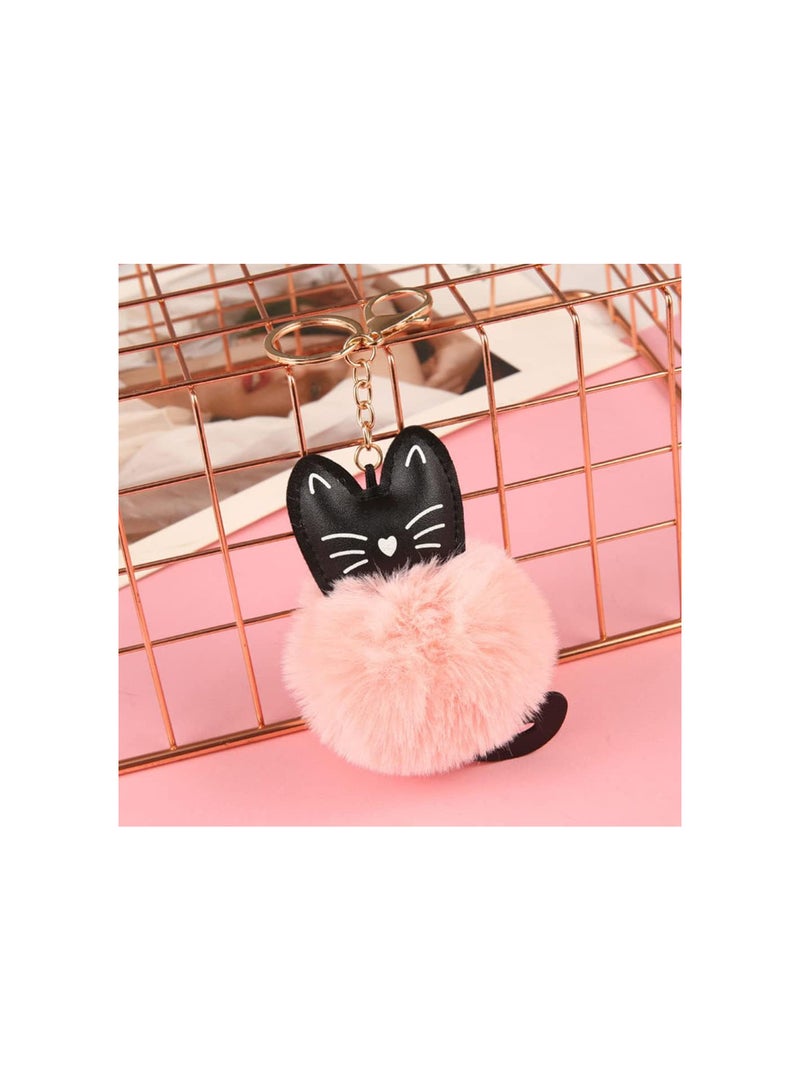 GGOOT 3pcs Keychain Plush Cartoon Cat Faux Fur Ball Pom Pom Key Chain Ring Car Key Holder Handbag Purse Bag Pendant Dolls Ornament Stuffed Animal Toys for Wallet  - Image 2