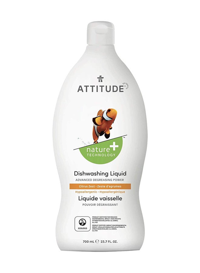 Attitude Dishwashing Liquid, Ecologo Certified Dishwashing Liquid, Hypoallergenic And Biodegradable, Citrus Zest, 700 Ml - Image 1