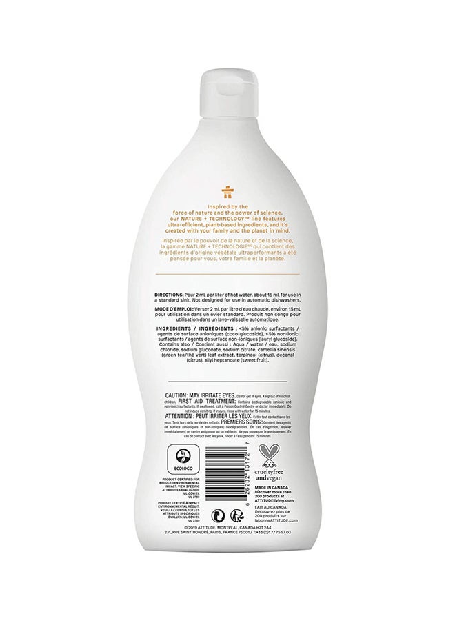 Attitude Dishwashing Liquid, Ecologo Certified Dishwashing Liquid, Hypoallergenic And Biodegradable, Citrus Zest, 700 Ml - Image 2