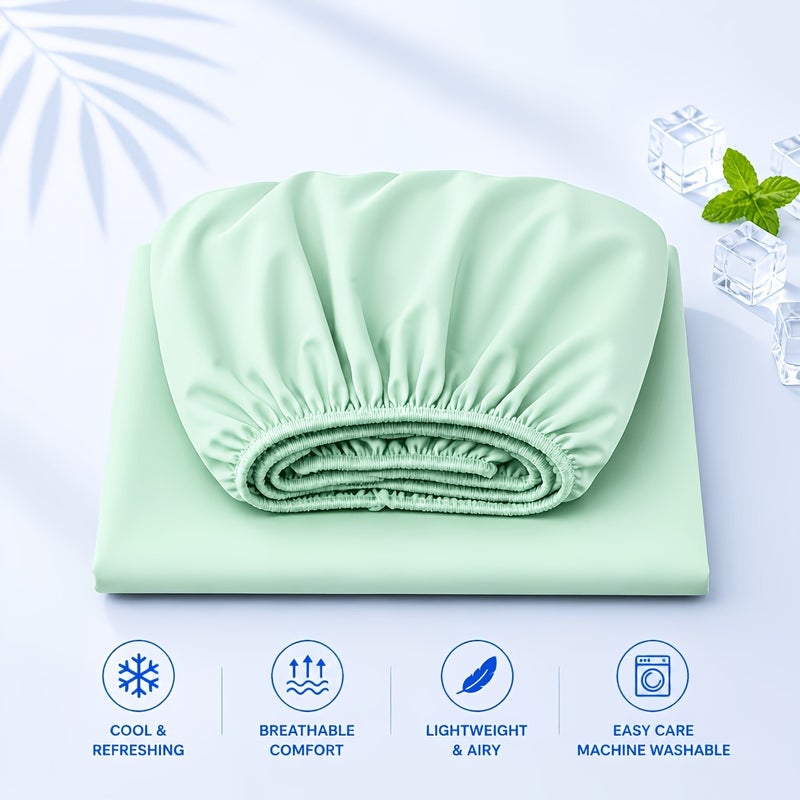 Summer Cooling Fitted Sheet (Pillowcases Not Included) – Skin-friendly, Breathable, and Cooling for Sleep, 360° Elastic Mattress Protector, Wrinkle-resistant/fade-resistant/shrink-resistant, Machine Washable, Multiple Colors Available - Image 1