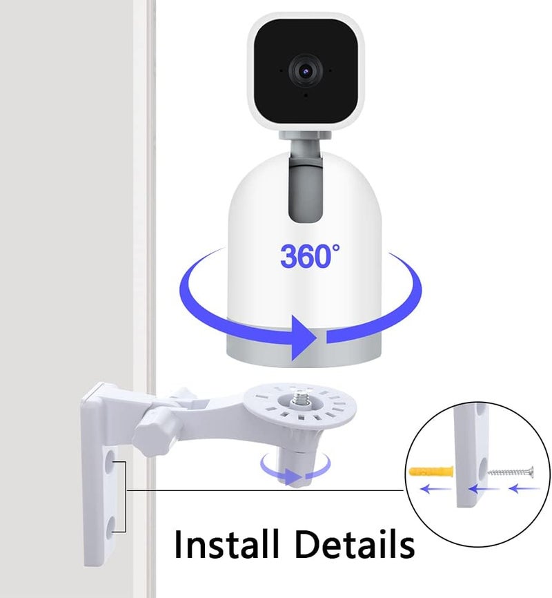 حامل حائط متوافق مع كاميرا WYZE Cam Pan V3/V2 وBlink Mini Pan-Tilt Cam، قوس حائط أمني قابل للتعديل مع دوران 180 درجة، مجموعة تركيب للسقف والحائط - Image 4