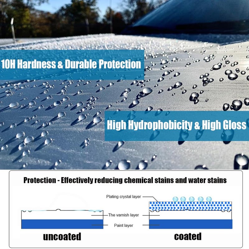 Nano Ceramic Coating for Cars, 10H High Gloss Anti-Scratch SiO2 Ceramic Coating Car Kit Super Hydrophobic Mirror Paint Sealant Protection Better Than Mr Fix 9H with Gloves - Image 5