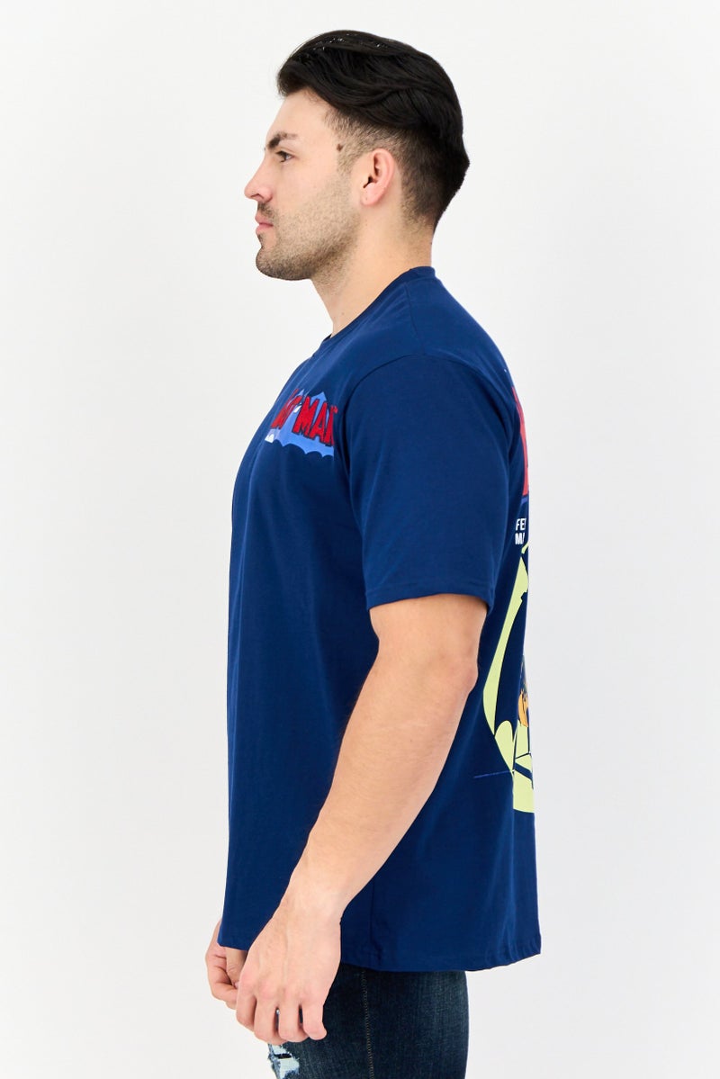 DC Men Crew Neck Short Sleeves Batman Print T-Shirt, Navy Blue - Image 2