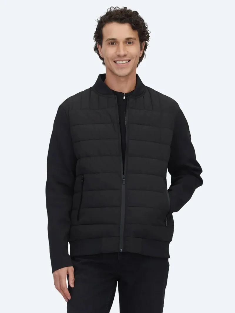 كيب معطف أسود بقصة عادية وياقة دائرية من القماش المنسوج للاستخدام اليومي