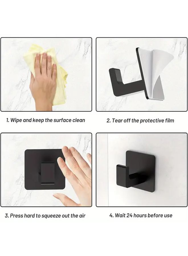 10pcs Black Self-Adhesive Towel Hooks Heavy Duty No Drill Wall Hooks - Image 5