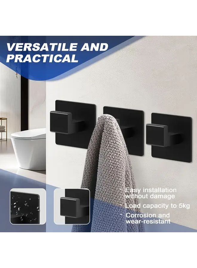 10pcs Black Self-Adhesive Towel Hooks Heavy Duty No Drill Wall Hooks - Image 2