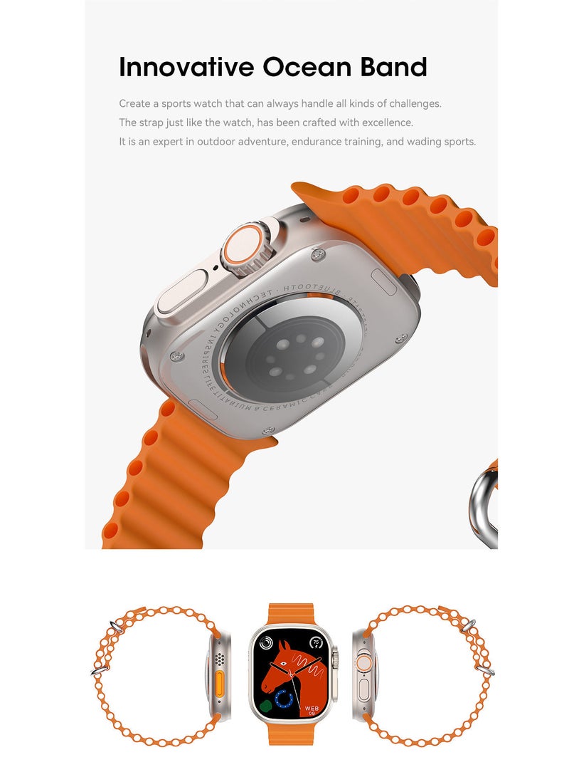 AROAQ Ultra Watch W68 Plus 2.2 Inch Big Screen 390mAh Long Battery NFC Waterproof IP68 Bluetooth Ocean Band Smart Watch  - Image 4