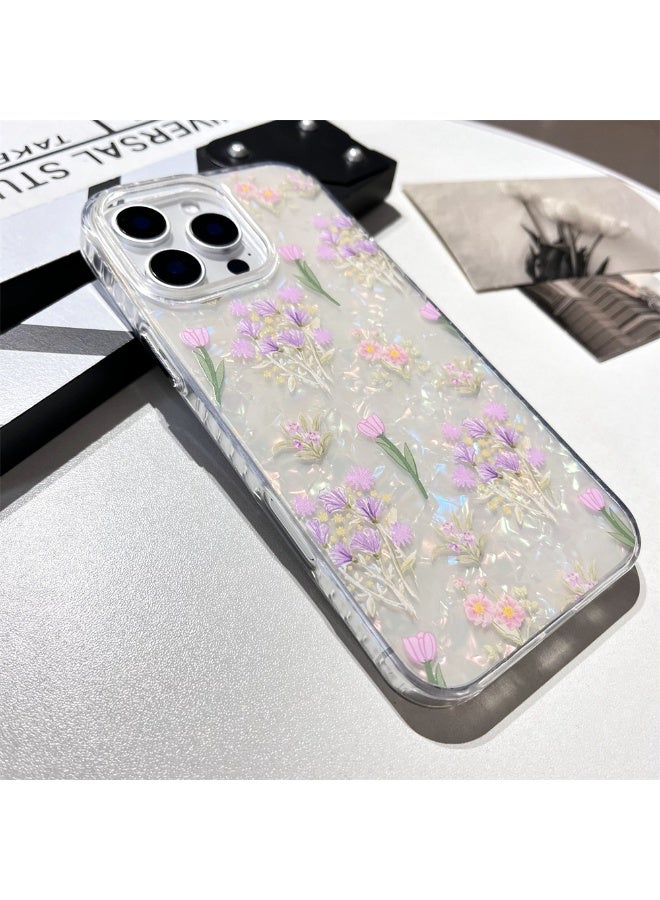 NIBEMINENT Tulip Floral Shell Pattern Protective TPU Case Cover For iPhone 14 Plus Clear - Image 1