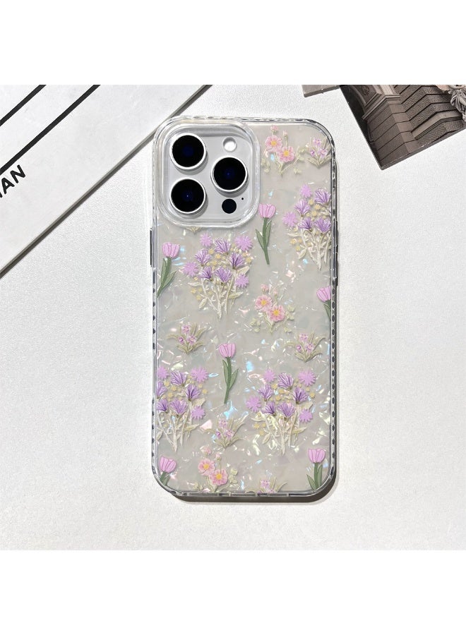 NIBEMINENT Tulip Floral Shell Pattern Protective TPU Case Cover For iPhone 14 Plus Clear - Image 2