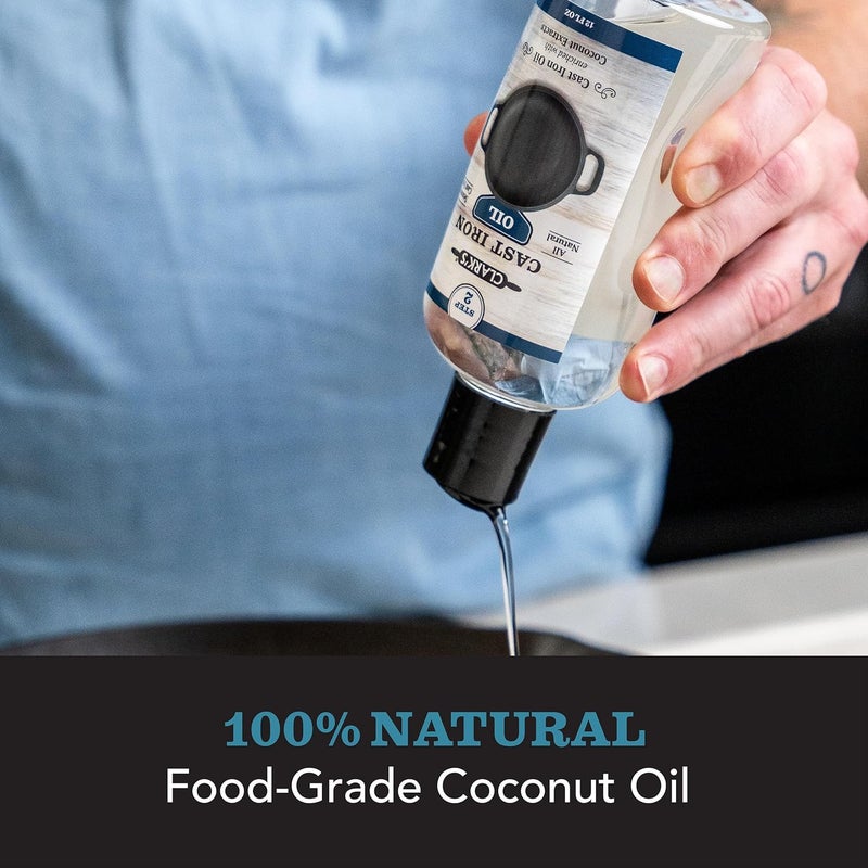 CLARK'S Cast Iron Seasoning Oil - 12 Ounces of 100% Plant-Based Coconut Oil for Cast Iron Cookware - Image 3