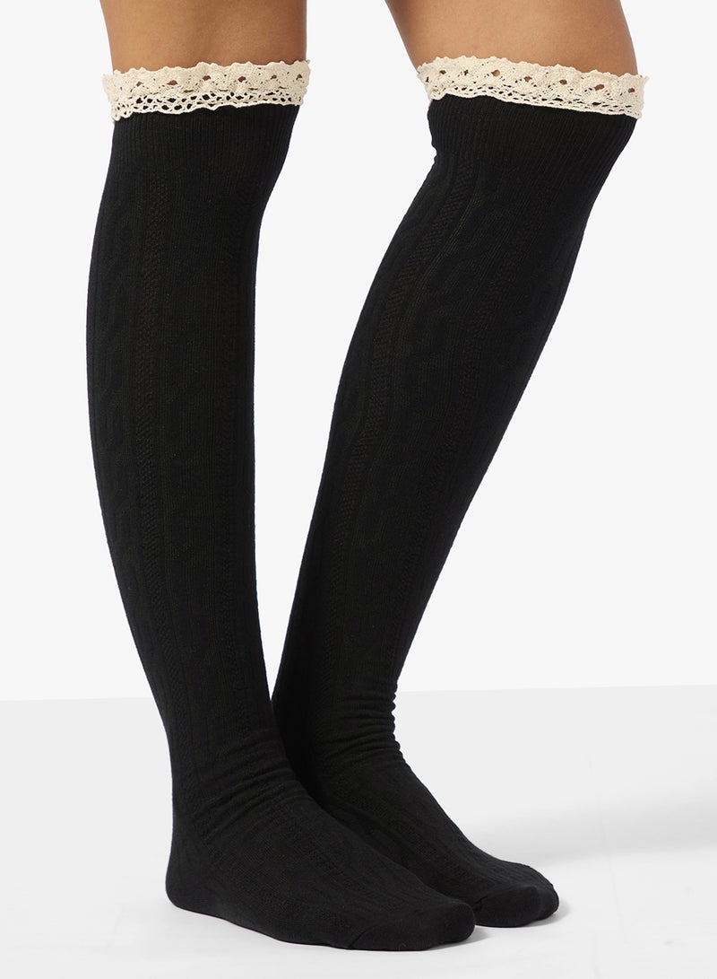 جينجر جوارب فوق الركبة بتفاصيل دانتيل - Image 1