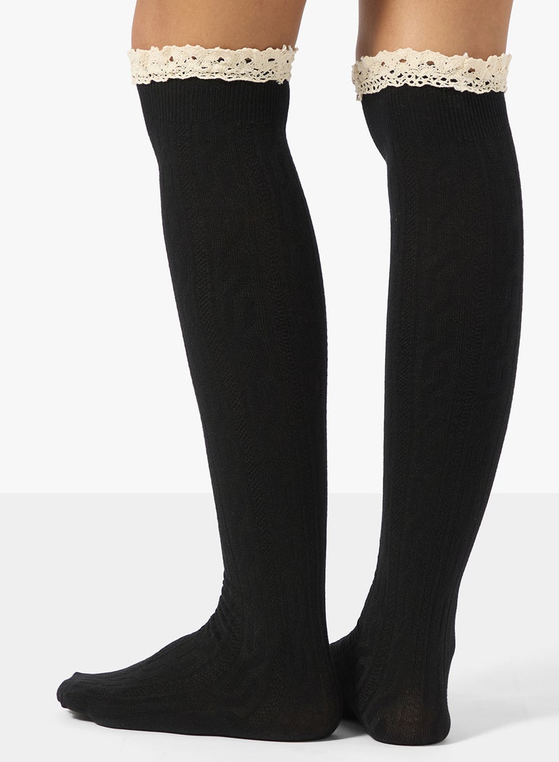 جينجر جوارب فوق الركبة بتفاصيل دانتيل - Image 2