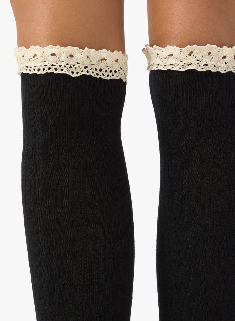 جينجر جوارب فوق الركبة بتفاصيل دانتيل - Image 3