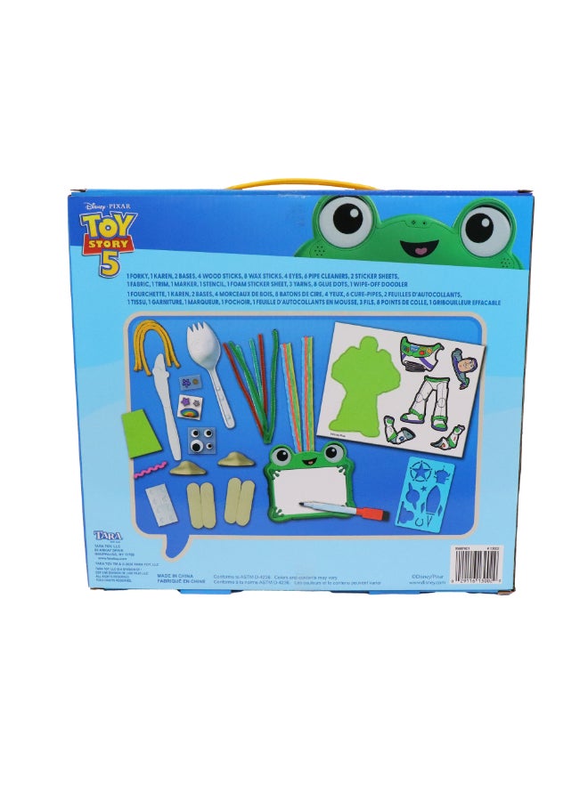 Toy Story مجموعة إبداع 5 قطع، طقم فنون وحرف يضم أكثر من 32 قطعة، مجموعة بناء شخصيات دي آي واي مع تماثيل فوركي وكارين، قواعد عجين، منظفات أنابيب وإمدادات حرفية - Image 3