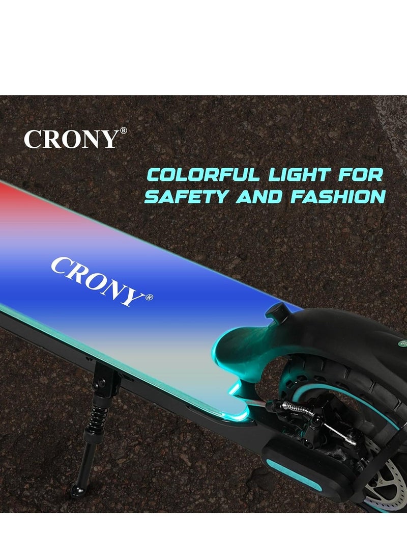 Crony M365 7 Colors E-Scooter 250W Motor, 25-45KM/H Speed, 10-25KM Range, Front Suspension, Durable Honeycomb Tires,Smart App Control,Aluminum Alloy Frame, 120KG Max Load, 36V/7.8AH Battery,Easy Folding, LED Light Base, Commuter Electric Scooter for Adults & Kids, Portable, Lightweight Design, Durable Honeycomb Tires, Bluetooth Connectivity, Ideal for Daily Commute & Leisure Rides, 3-5 Hours Charging Time, Normal/Disc Brakes, IPX4 Waterproof, 7 Colors LED Deck Lights，Blue - Image 4