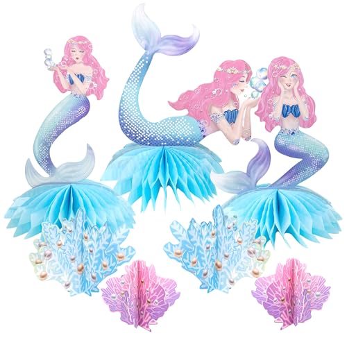 Decor365 Pink Blue Mermaid Centerpiece Under The Sea Table Decorations Girls Birthday Decor Ocean Coral Little Mermaid Theme Bday Tea Party Supplies - Image 1