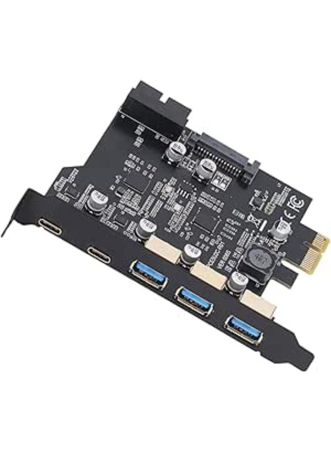PCIe to USB 3.2 Gen 1 Expansion Card, 5-Port USB Adapter with 3 Type-A and 2 Type-C Ports, 5Gbps High-Speed PCI Express Controller for Desktop PC - Image 1