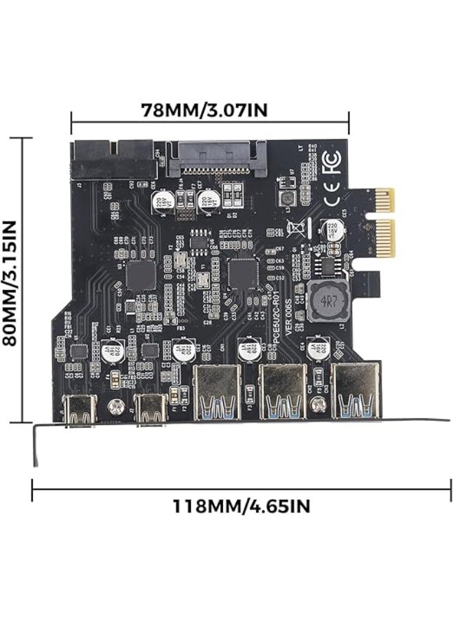 PCIe to USB 3.2 Gen 1 Expansion Card, 5-Port USB Adapter with 3 Type-A and 2 Type-C Ports, 5Gbps High-Speed PCI Express Controller for Desktop PC - Image 2