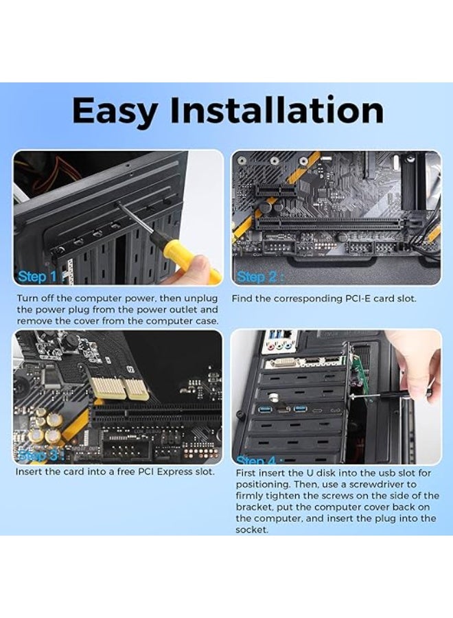 PCIe to USB 3.2 Gen 1 Expansion Card, 5-Port USB Adapter with 3 Type-A and 2 Type-C Ports, 5Gbps High-Speed PCI Express Controller for Desktop PC - Image 3