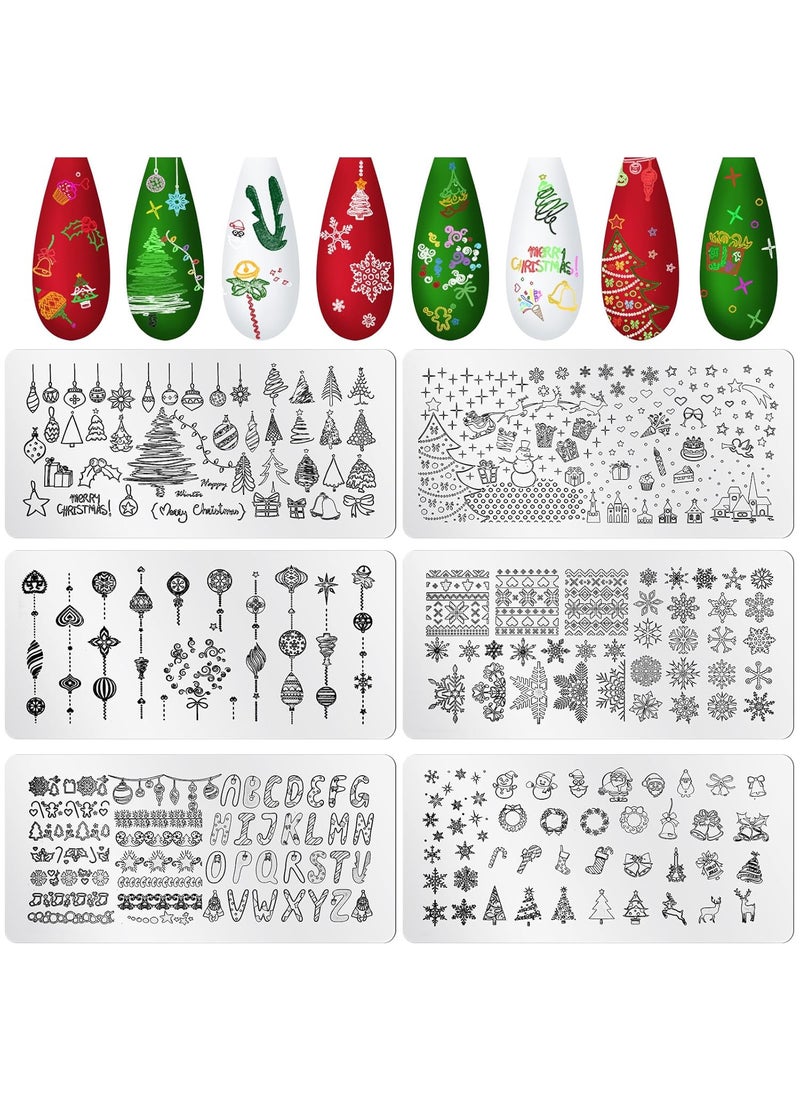 Outus - 6 Piece Christmas Nail Stamp Plates - Snowman & Snowflake Pattern Templates for DIY Nail Art Decoration - Image 1