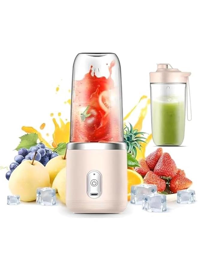 MIXDE Portable Blender : USB Rechargeable Fruit Juicer with 6 Blades Personal Blenders with Sport Lid for Home Outdoor Travel Sport Juices Shakes Smoothies (Pink) - Image 1