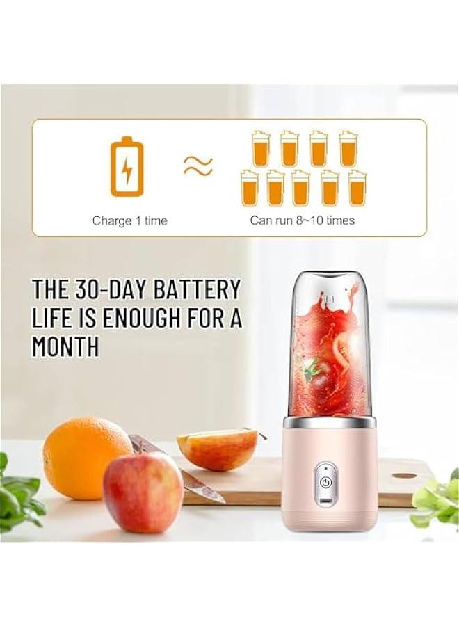 MIXDE Portable Blender : USB Rechargeable Fruit Juicer with 6 Blades Personal Blenders with Sport Lid for Home Outdoor Travel Sport Juices Shakes Smoothies (Pink) - Image 2
