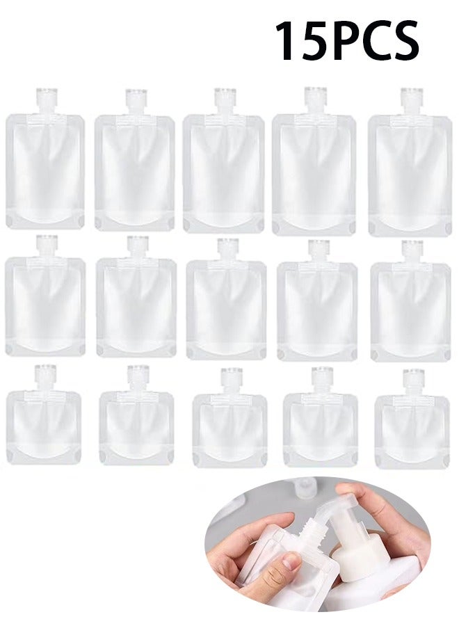 "حقيبة سفر مكونة من 15 عبوة لأدوات النظافة ، معتمدة من TSA ، حاوية محمولة بحجم السفر ، حقيبة الوقوف ، شامبو ، غسول صابون ، سائل قابل لإعادة التعبئة ، ملحقات السفر - Image 1