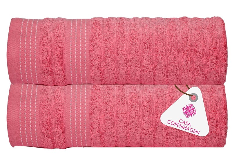 Casa Copenhagen - Egyptian Cotton Elegance 2 Pcs Hand Towel (40 X 60 cm) Colour : Flamingo Pink - Image 1