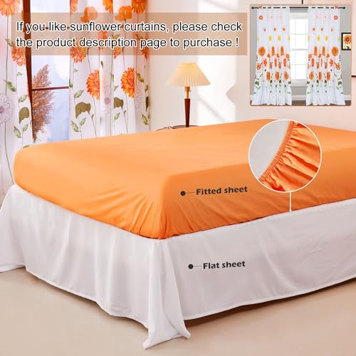 EVENHUG Queen Comforter Set 7 Pieces Reversible Queen Size Comforters for All Season Orange Sunflower Floral Bedding Sets Bed in a Bag with Flat Sheet and Fitted Sheet,Pillowcases & Shams (88"x88") - Image 5