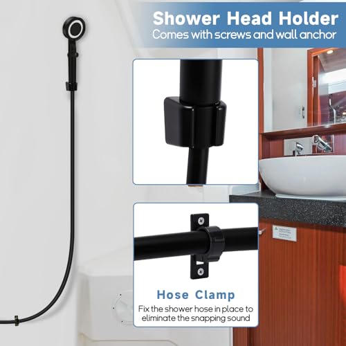 XFIRE-GEAR RV Shower Head with Hose, 5+1 Mode High Pressure Replacement with On/Off Switch, Water Saving Motorhome Shower Head for RV/Campervan, Caravan(Black) - Image 4