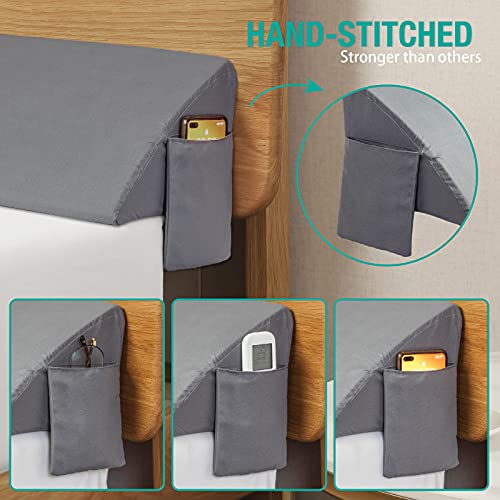 Vekkia Full Wedge Pillow Headboard/Bed Wedge Pillow for Headboard/Bed Gap Filler,Stop Loosing Your Pillows,Phone(Gray 54"x10"x6") - Image 5