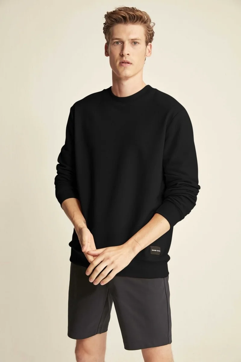 GRIMELANGE Travis Black Color Crew Neck Sweatshirt M