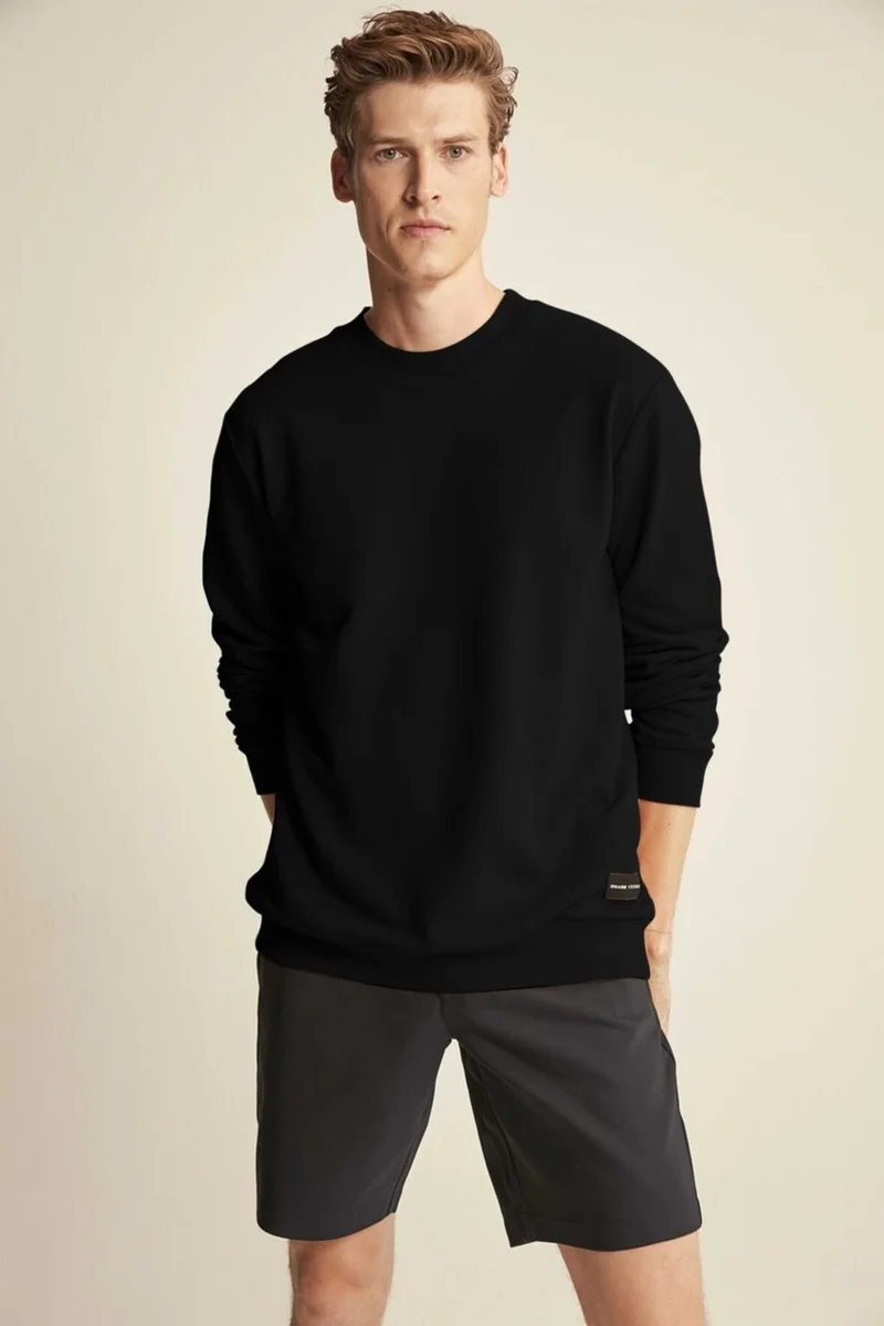 GRIMELANGE Travis Black Color Crew Neck Sweatshirt M