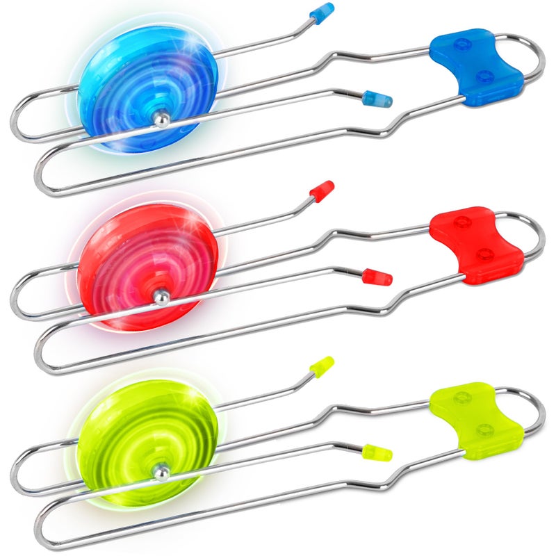 ArtCreativity Retro Light Up Gyro Wheels Set for Kids 3 85 Inch Gyroscope Rail Twisters Mesmerizing Spinning Lighting Effects Spinning Top autism toys sensory toys for kids Gift for boys Girls - Image 3