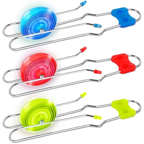 ArtCreativity Retro Light Up Gyro Wheels Set for Kids 3 85 Inch Gyroscope Rail Twisters Mesmerizing Spinning Lighting Effects Spinning Top autism toys sensory toys for kids Gift for boys Girls - Image 1