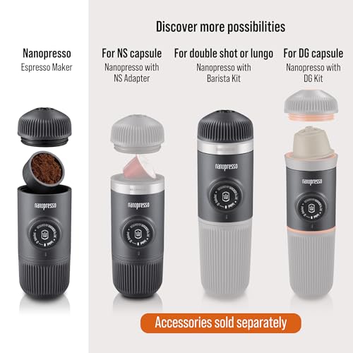 WACACO صانعة الإسبريسو المحمولة WACACO Nanopresso مع حقيبة واقية، آلة قهوة صغيرة للسفر، مثالية للتخييم والسفر والمكتب (أسود) - Image 2