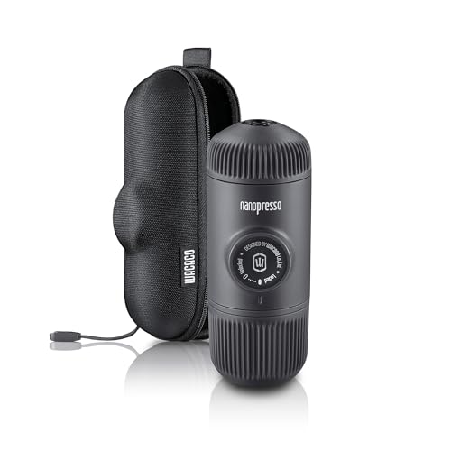 WACACO صانعة الإسبريسو المحمولة WACACO Nanopresso مع حقيبة واقية، آلة قهوة صغيرة للسفر، مثالية للتخييم والسفر والمكتب (أسود) - Image 1