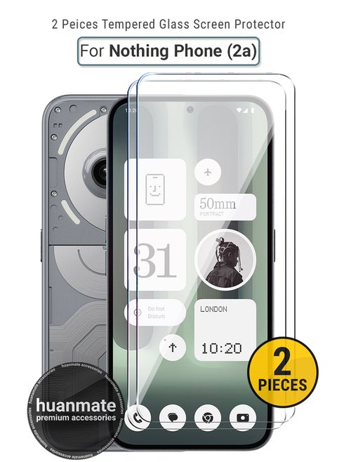 2 Pieces Nothing Phone (2a) Tempered Glass Screen Protector – High Transparency, Delicate Touch, Anti-Explosion, Smooth Arc Edges, Easy Installation, Screen Protector for Nothing Phone (2a)