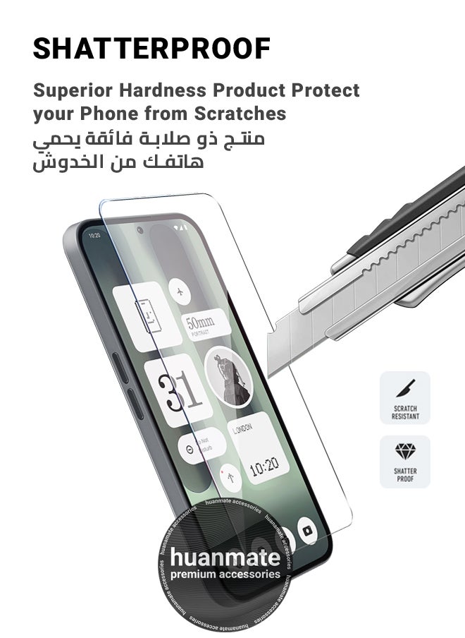 huanmate - 2 Pieces Nothing Phone (2a) Tempered Glass Screen Protector – High Transparency, Delicate Touch, Anti-Explosion, Smooth Arc Edges, Easy Installation, Screen Protector for Nothing Phone (2a) - Image 1