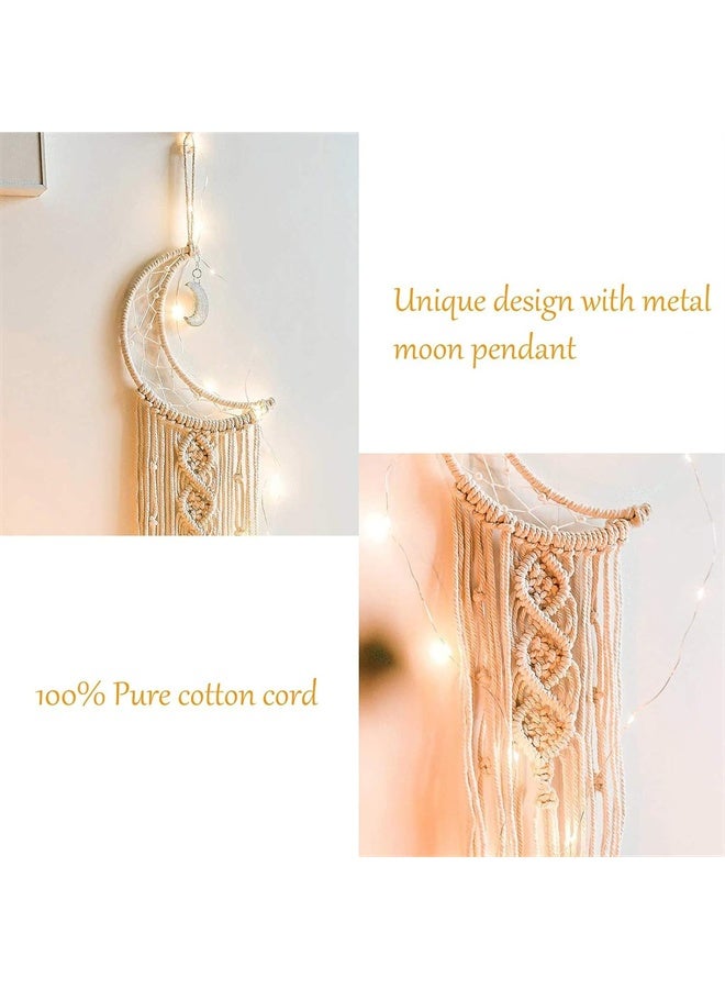 HOMESTAR 2 Pcs Moon, Star Dream Catcher Decor, Pure Cotton Hand Weaved, Boho Home Decor, Wall Hanging Decor, Craft Decoration - Image 4