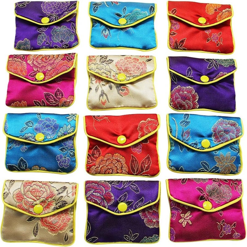 MorTime Jewellery Jewelry Silk Purse Pouch Gift Bags, Multiple Colors, Pack of 12 (Large,4"x4.7") - Image 1