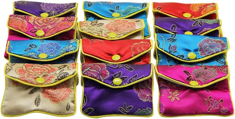 MorTime Jewellery Jewelry Silk Purse Pouch Gift Bags, Multiple Colors, Pack of 12 (Large,4"x4.7") - Image 2