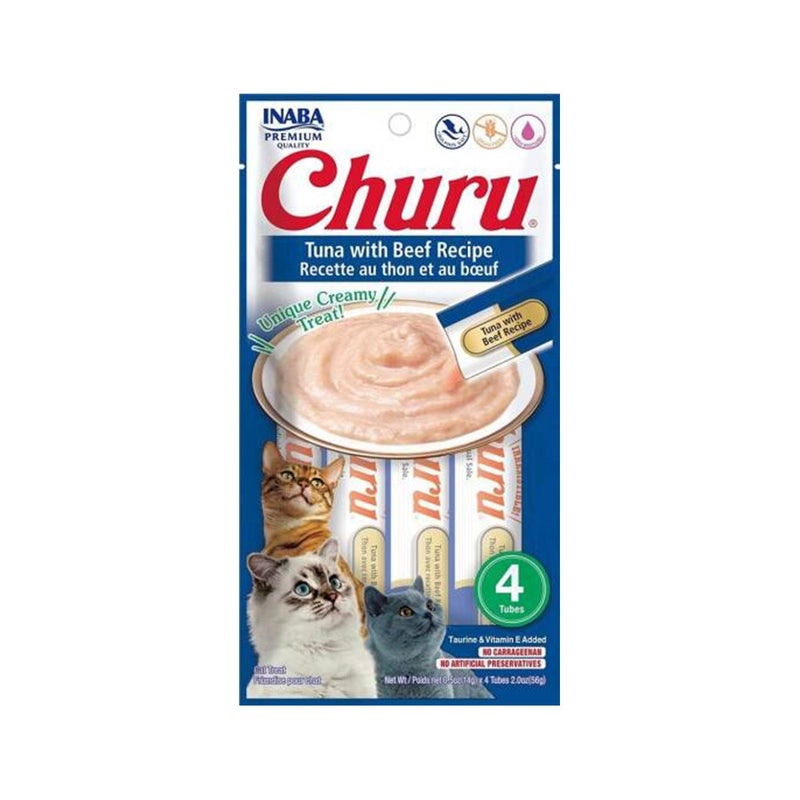 Inaba Churu Tuna with Beef Creamy Cat Treats - 4 x 14 g