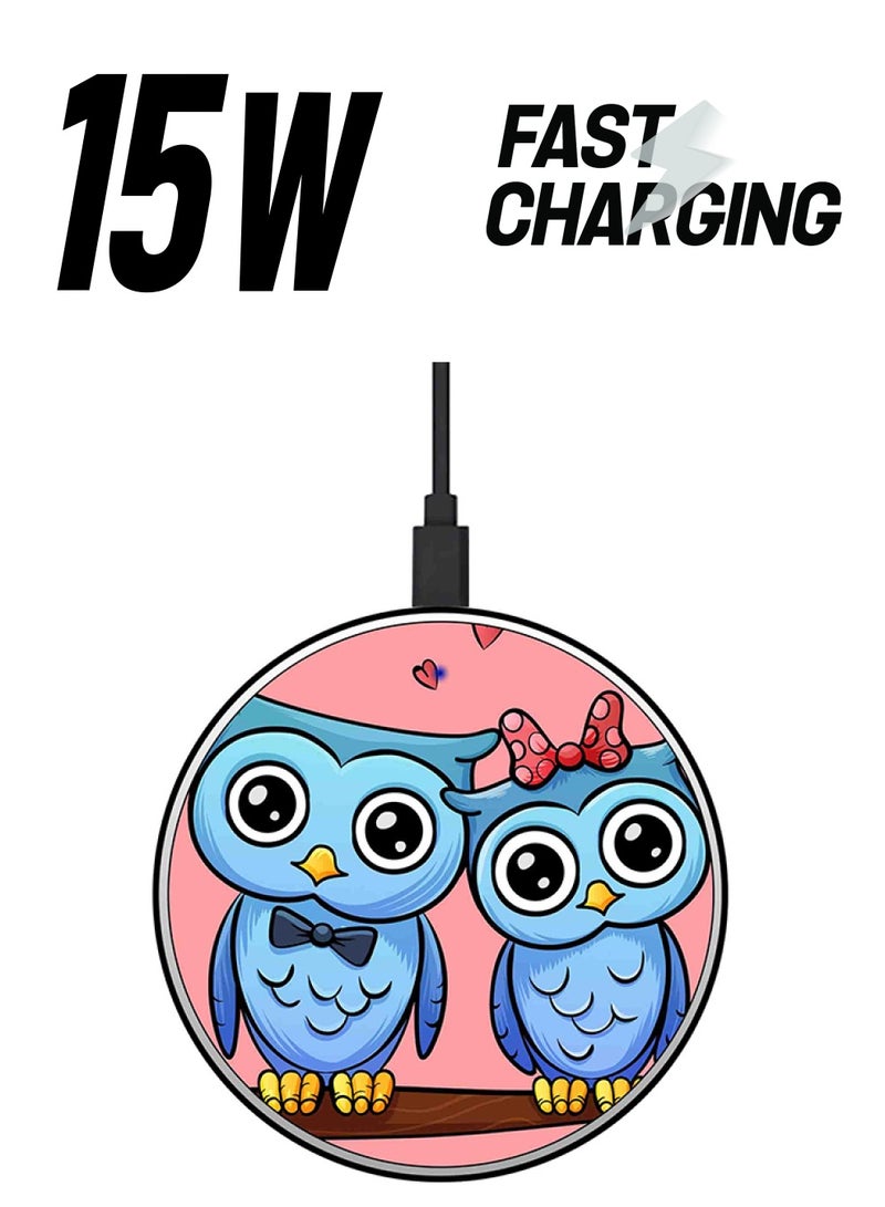 Theodor Love Birds Printed Fast Wireless Charger With USB Cable Multicolour - Image 1